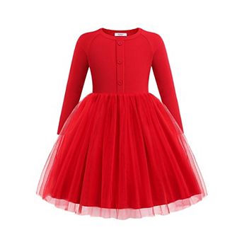 Arshiner Toddler Girls Tutu Dress Long Sleeve Fall Winter Button Front Party