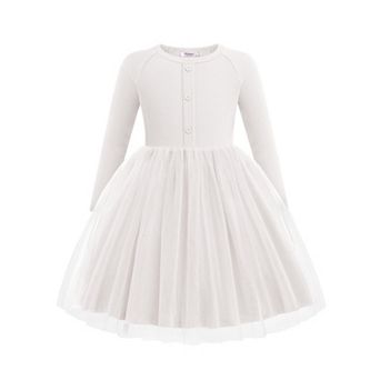 Arshiner Toddler Girls Tutu Dress Long Sleeve Fall Winter Button Front Party