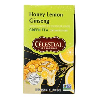Celestial Seasonings Green Tea Honey Lemon Ginseng With White Tea - 20 Tea Bags - Case Of 6