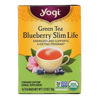 Yogi Green Slim Life Herbal Tea Blueberry - 16 Tea Bags - Case Of 6