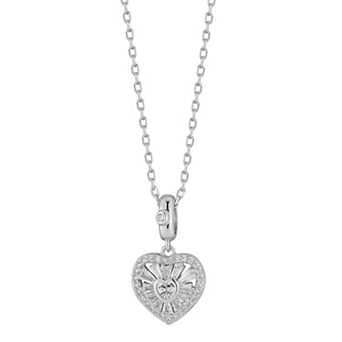 Sunkissed Sterling Plated Sterling Silver Cubic Zirconia Heart Pendant Necklace