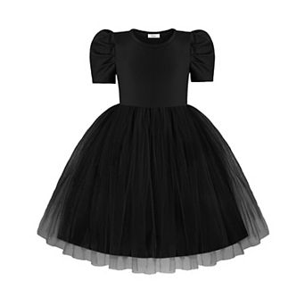 Arshiner Toddler Tutu Dress Summer Puff Short Sleeve Casual Party Tulle Sundress For Kids