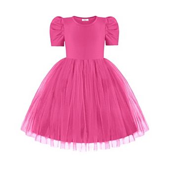 Arshiner Toddler Tutu Dress Summer Puff Short Sleeve Casual Party Tulle Sundress For Kids