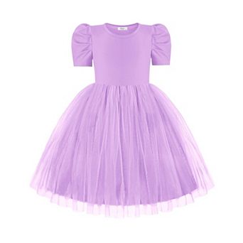 Arshiner Toddler Tutu Dress Summer Puff Short Sleeve Casual Party Tulle Sundress For Kids