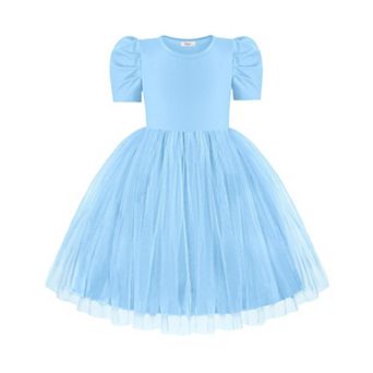 Arshiner Toddler Tutu Dress Summer Puff Short Sleeve Casual Party Tulle Sundress For Kids