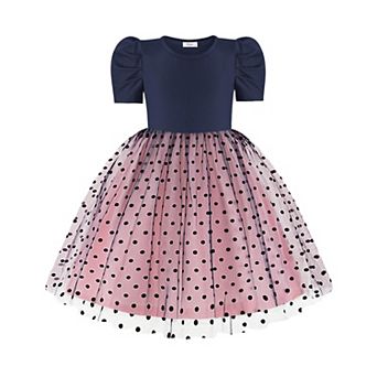 Arshiner Toddler Tutu Dress Summer Puff Short Sleeve Casual Party Tulle Sundress For Kids