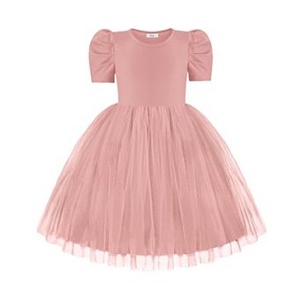 Arshiner Toddler Tutu Dress Summer Puff Short Sleeve Casual Party Tulle Sundress For Kids