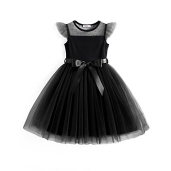 Arshiner Toddler Girls Tutu Dress Summer Contrast Mesh Dresses Funeral Tulle Sundress For Kids