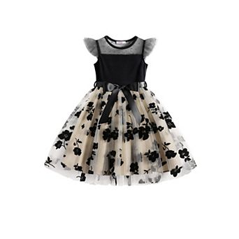Arshiner Toddler Girls Tutu Dress Summer Contrast Mesh Dresses Funeral Tulle Sundress For Kids