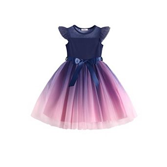 Arshiner Toddler Girls Tutu Dress Summer Contrast Mesh Dresses Funeral Tulle Sundress For Kids