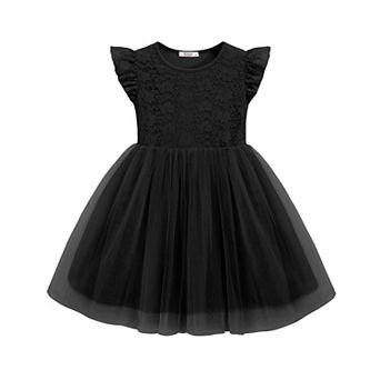 Arshiner Toddler Lace Tutu Dresses Ruffle Sleeve 3 Layers Tulle Flower Wedding Birthday Summer