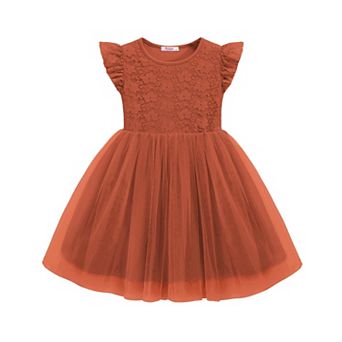Arshiner Toddler Lace Tutu Dresses Ruffle Sleeve 3 Layers Tulle Flower Wedding Birthday Summer