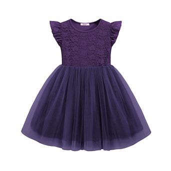 Arshiner Toddler Lace Tutu Dresses Ruffle Sleeve 3 Layers Tulle Flower Wedding Birthday Summer