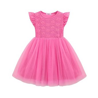 Arshiner Toddler Lace Tutu Dresses Ruffle Sleeve 3 Layers Tulle Flower Wedding Birthday Summer