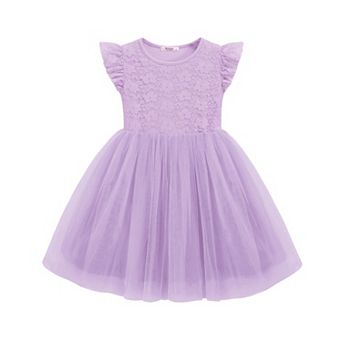 Arshiner Toddler Lace Tutu Dresses Ruffle Sleeve 3 Layers Tulle Flower Wedding Birthday Summer