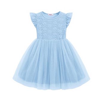 Arshiner Toddler Lace Tutu Dresses Ruffle Sleeve 3 Layers Tulle Flower Wedding Birthday Summer