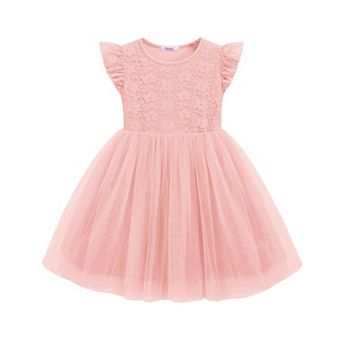 Arshiner Toddler Lace Tutu Dresses Ruffle Sleeve 3 Layers Tulle Flower Wedding Birthday Summer