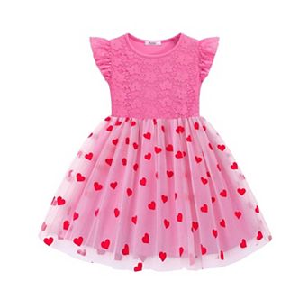 Arshiner Toddler Lace Tutu Dresses Ruffle Sleeve 3 Layers Tulle Flower Wedding Birthday Summer