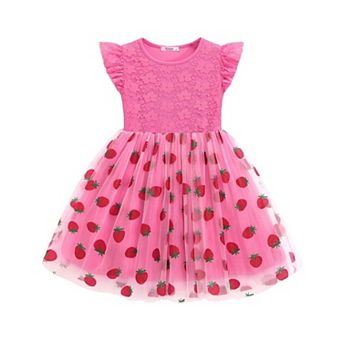 Arshiner Toddler Lace Tutu Dresses Ruffle Sleeve 3 Layers Tulle Flower Wedding Birthday Summer