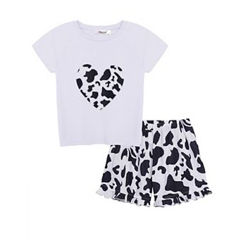 Arshiner Girls Tie Dye Lounge Set Fashion Shirt Shorts Pajama Set Little Girls Sleepwear