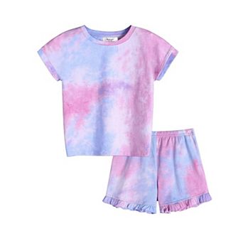 Arshiner Girls Tie Dye Lounge Set Fashion Shirt Shorts Pajama Set Little Girls Sleepwear