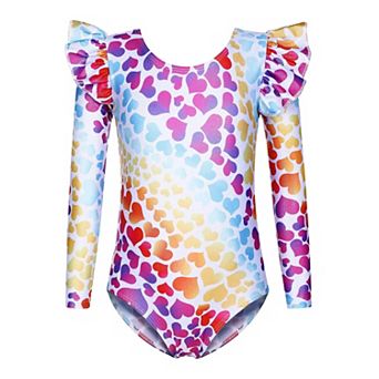 Arshiner Ruffle Long Sleeve Leotard For Girls Ballet Leotards Low Back Gymnastic Dance Outfits
