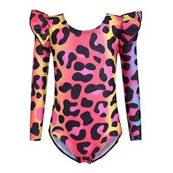 Arshiner Ruffle Long Sleeve Leotard For Girls Ballet Leotards Low Back Gymnastic Dance Outfits