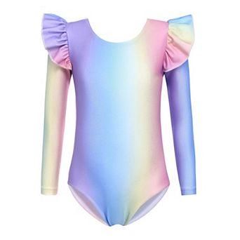 Arshiner Ruffle Long Sleeve Leotard For Girls Ballet Leotards Low Back Gymnastic Dance Outfits