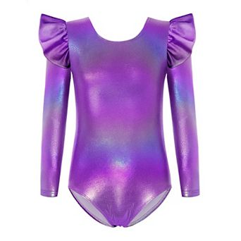 Arshiner Ruffle Long Sleeve Leotard For Girls Ballet Leotards Low Back Gymnastic Dance Outfits