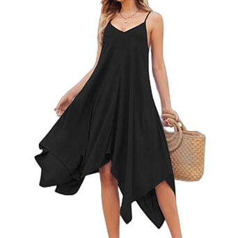Zeagoo Womens Spaghetti Strap Flowy Midi Dress Boho Casual Summer Beach Cover Up Vacation Sundress