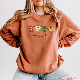 Sweater Weather Stick Figures - Women's Lightweight Garment Dyed Sweatshirt
