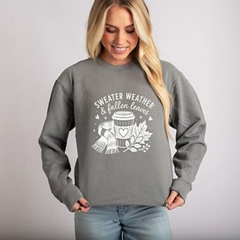 Sweater Weather and Fallen Leaves - Women's Lightweight Garment Dyed Sweatshirt