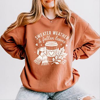 Sweater Weather and Fallen Leaves - Women's Lightweight Garment Dyed Sweatshirt