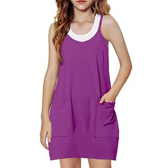 Arshiner Girls Casual Summer Spaghetti Straps One Piece Romper Dress With Shorts And Pockets
