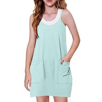 Arshiner Girls Casual Summer Spaghetti Straps One Piece Romper Dress With Shorts And Pockets