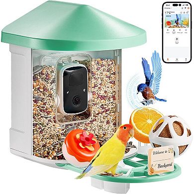 Smart Bird Feeder with 2L Food Container, Night Vision, and Solar Charging