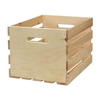 16 Inch Large Unfinished Pine Pallet Style Full Crate with Handles