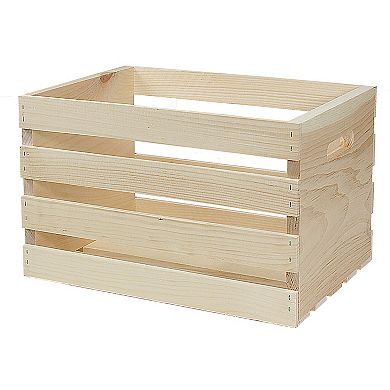 16 Inch Large Unfinished Pine Pallet Style Full Crate with Handles