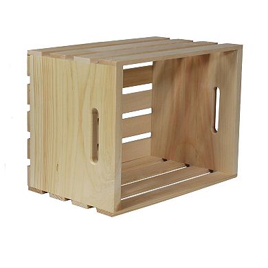 16 Inch Large Unfinished Pine Pallet Style Full Crate with Handles