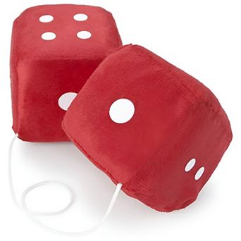 Retro Fuzzy Dice Car Accessory Set, Hanging Dice for Rearview Mirror or Room Decor