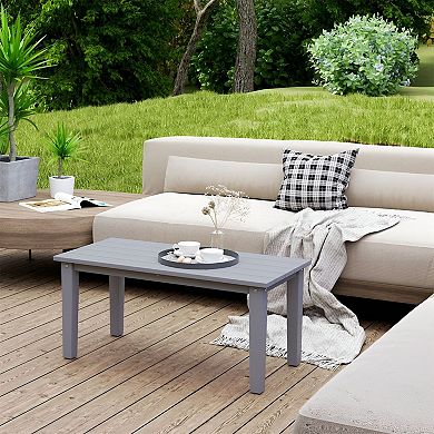 Backyard Outdoor Side Table with Slatted Tabletop for Patio Chairs and Loungers