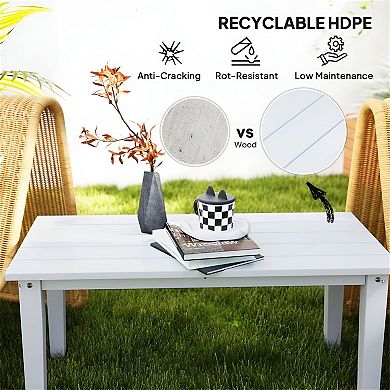 Backyard Outdoor Side Table with Slatted Tabletop for Patio Chairs and Loungers