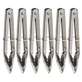 Stainless Steel Kitchen Tongs Set of 6, Metal Food Tongs for Cooking, Serving & Buffet