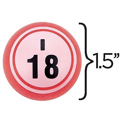 75 Large Bingo Replacement Balls 1.5-Inch, Multicolor Plastic with Bold Numbers for Cages