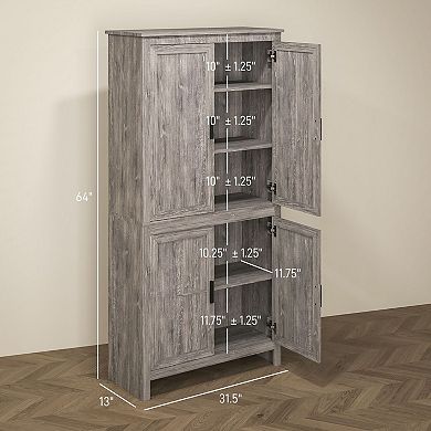 Vertical Pantry Storage Cabinet with Doors and Shelves for Kitchen or Dining Room