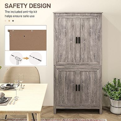 Vertical Pantry Storage Cabinet with Doors and Shelves for Kitchen or Dining Room