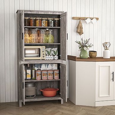 Vertical Pantry Storage Cabinet with Doors and Shelves for Kitchen or Dining Room