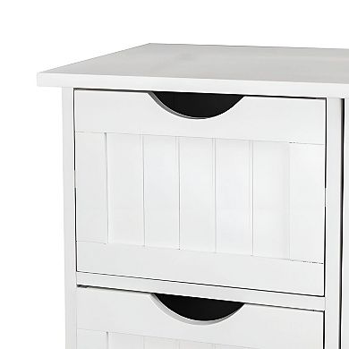 Bathroom Storage Cabinet with Shelving, Space Saving Floor Organizer - White