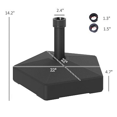 HDPE Patio Umbrella Base Fillable with Sand or Water for Garden Deck Poolside - Black