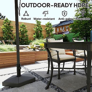 HDPE Patio Umbrella Base Fillable with Sand or Water for Garden Deck Poolside - Black